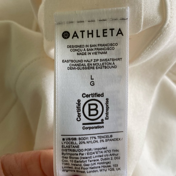 NWOT • ATHLETA Eastbound Half-Zip Sweatshirt, Women’s size L, off-white cream - Picture 9 of 10